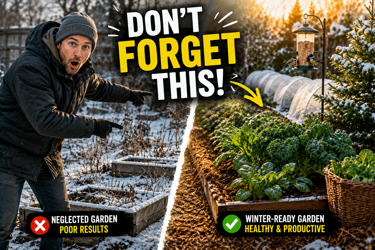 Winter garden contrast neglect vs productivity